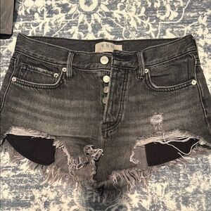 We The Free grey/black cut off jean shorts. Barely worn and super soft!